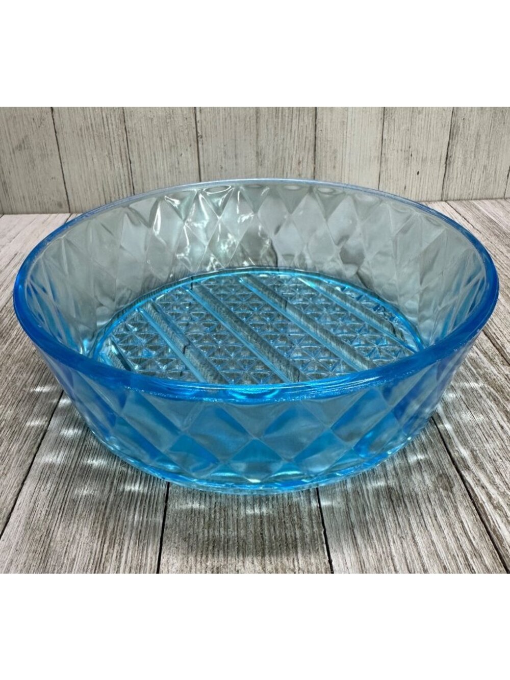 Vtg EAPG Bryce Brothers Style Bowls Diamond Quilted Blue Glass Pattern 7" DIA